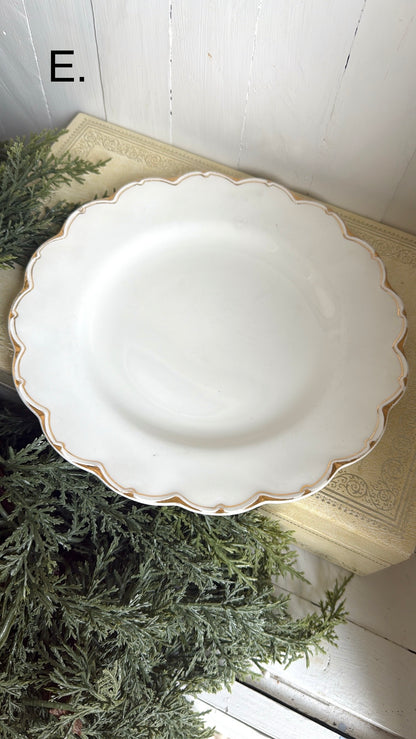 9” Scalloped Ironstone Plate