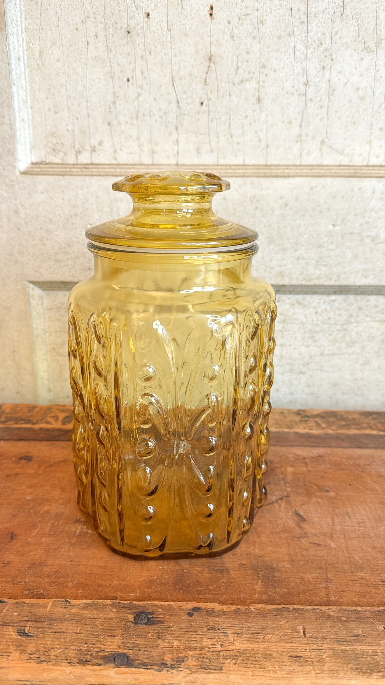 Vintage Yellow Glass Apothecary Jar