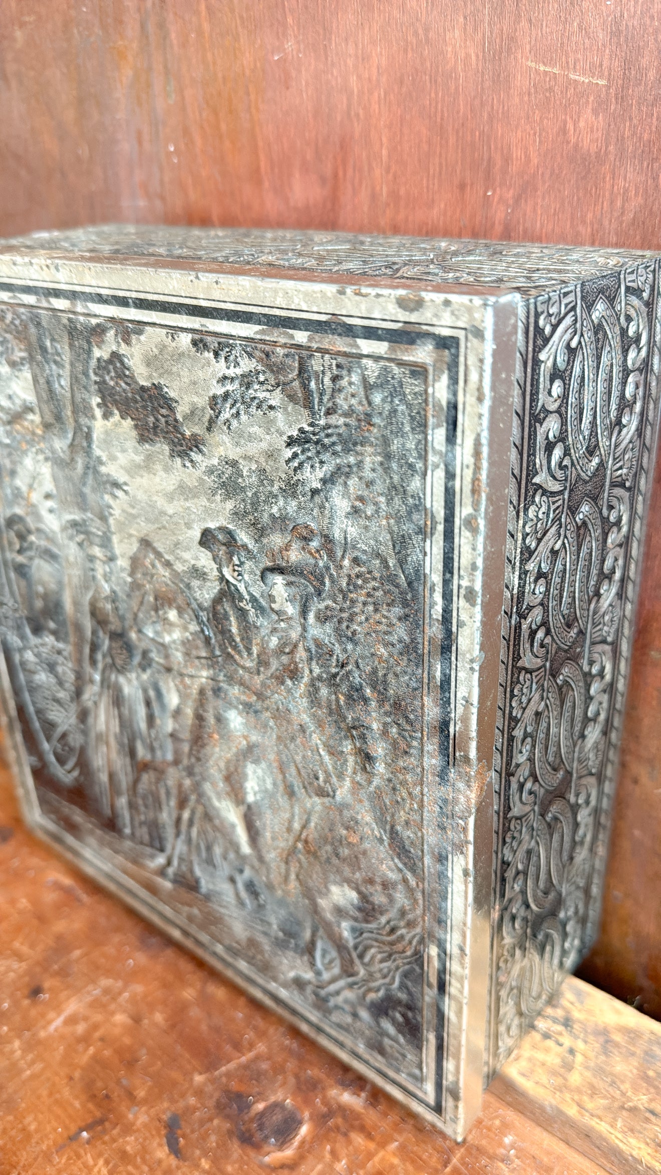 Vintage Embossed Cookie Tin Box