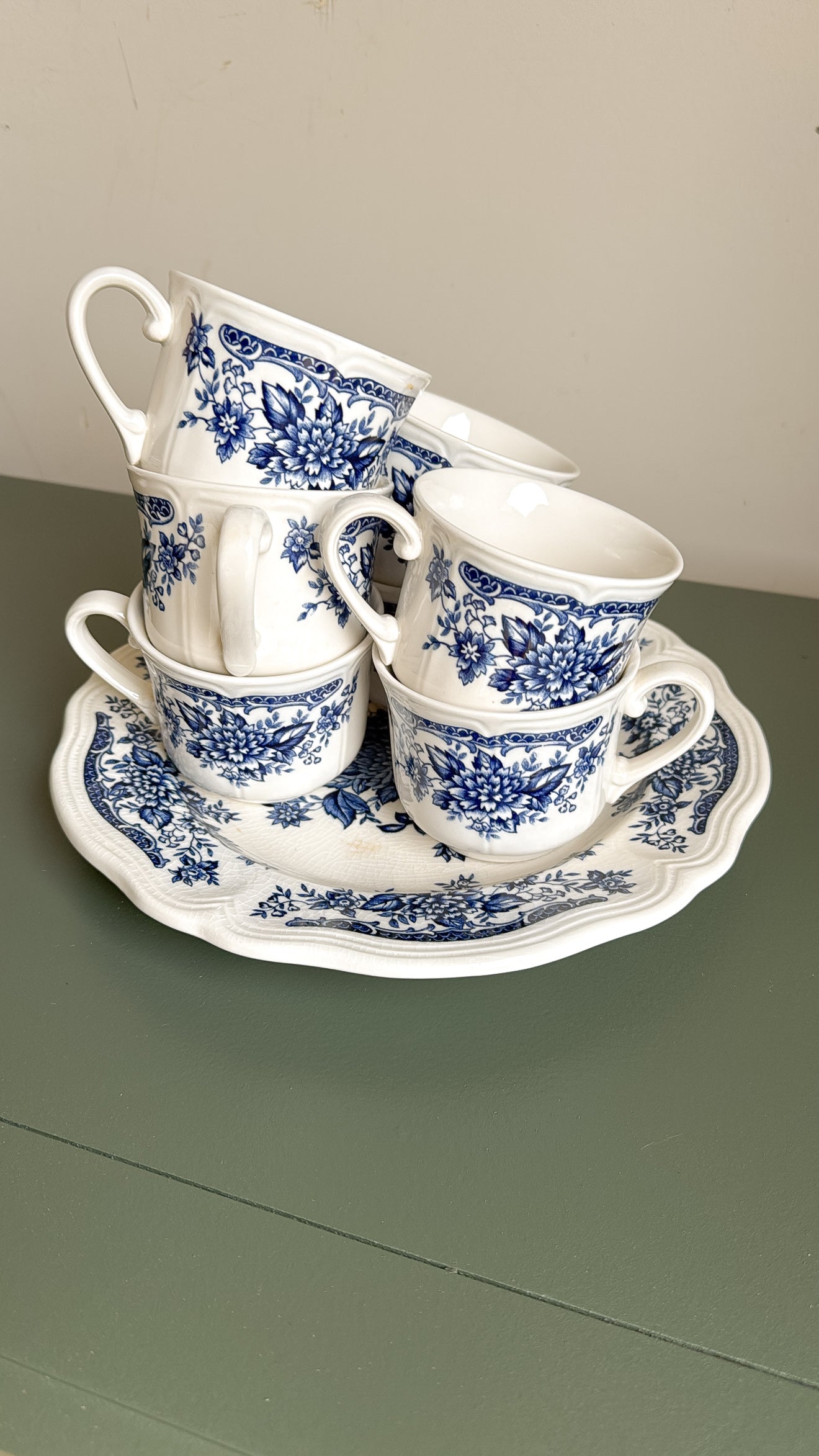 3”Tall Blue Carnation Ironstone Mug