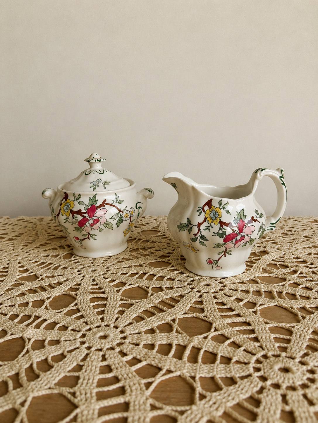 ‘Chinese Tree’ Ironstone Creamer & Sugar