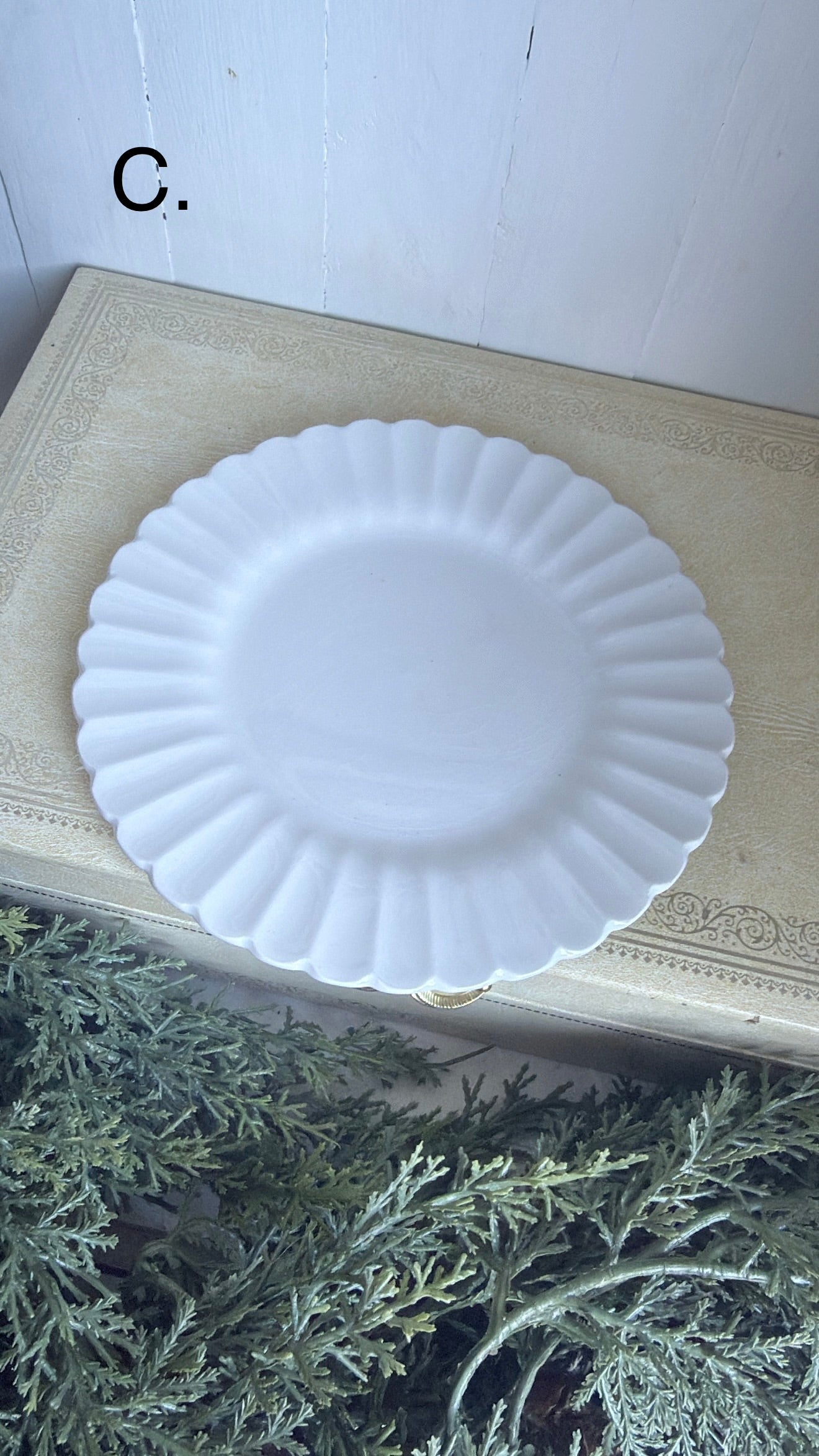 7” Ironstone Scalloped Plate