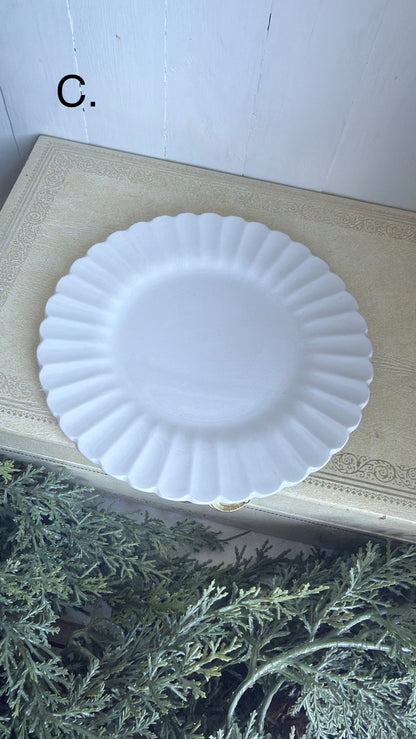 7” Ironstone Scalloped Plate