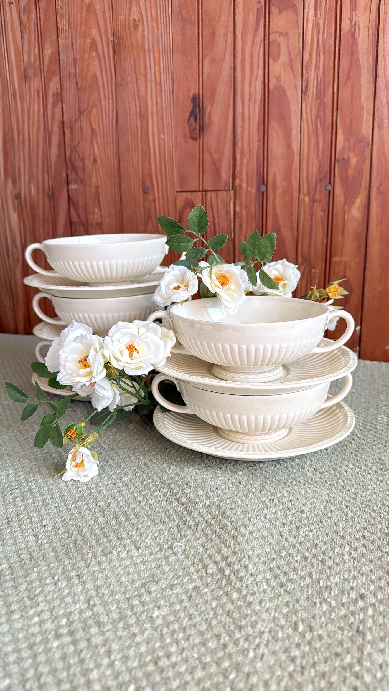 Wedgwood Footed Cream Soup Bowl w/ Under Plate