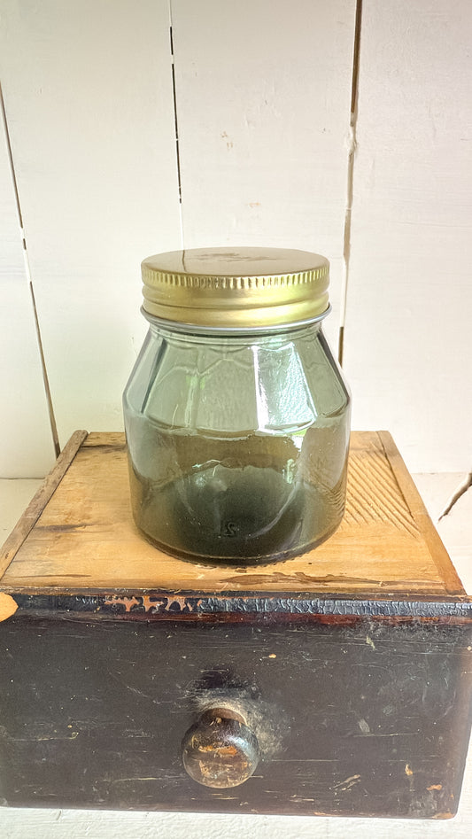 3.5" Vintage Green Glass Jar