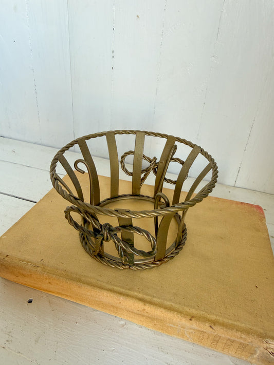 Vintage Brass Bow Basket