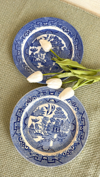 Set of 2 Blue Willow Dinner Plates