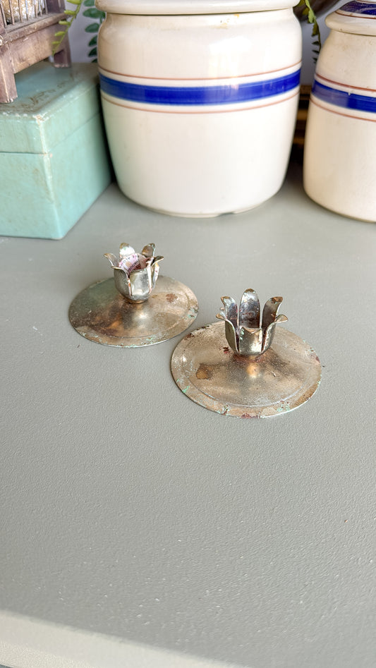 Pair of Vintage Silver Candle Holders