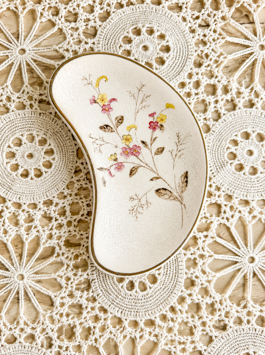 Floral Bone Shaped Ironstone Dish