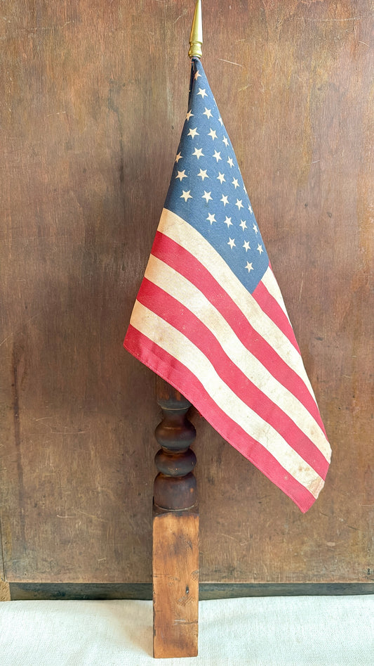 29.5" Old American Flag on Antique Spindle