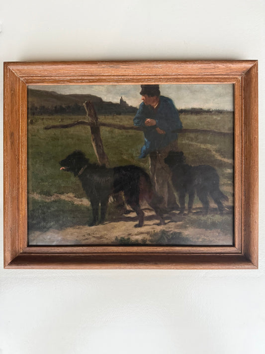 Vintage Farmer & Dog Print