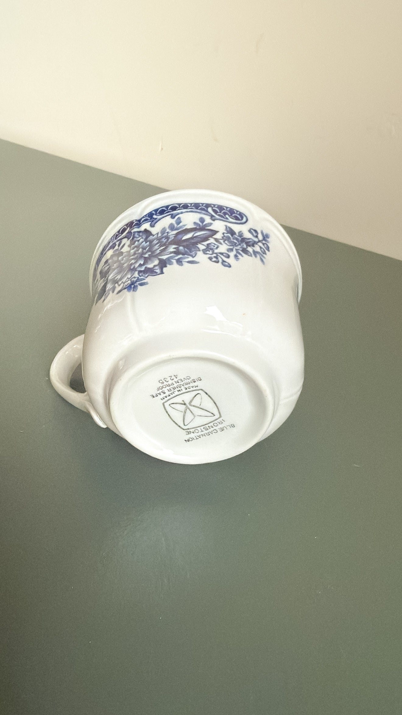 3”Tall Blue Carnation Ironstone Mug
