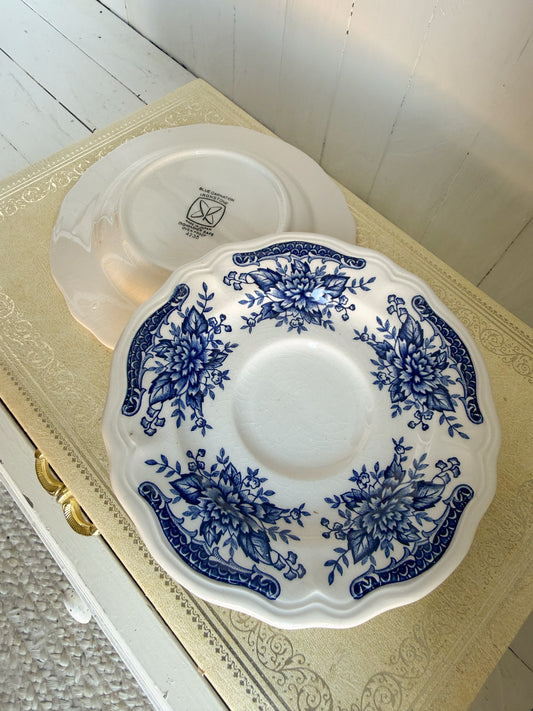 ‘Blue Carnation’ Ironstone Saucer