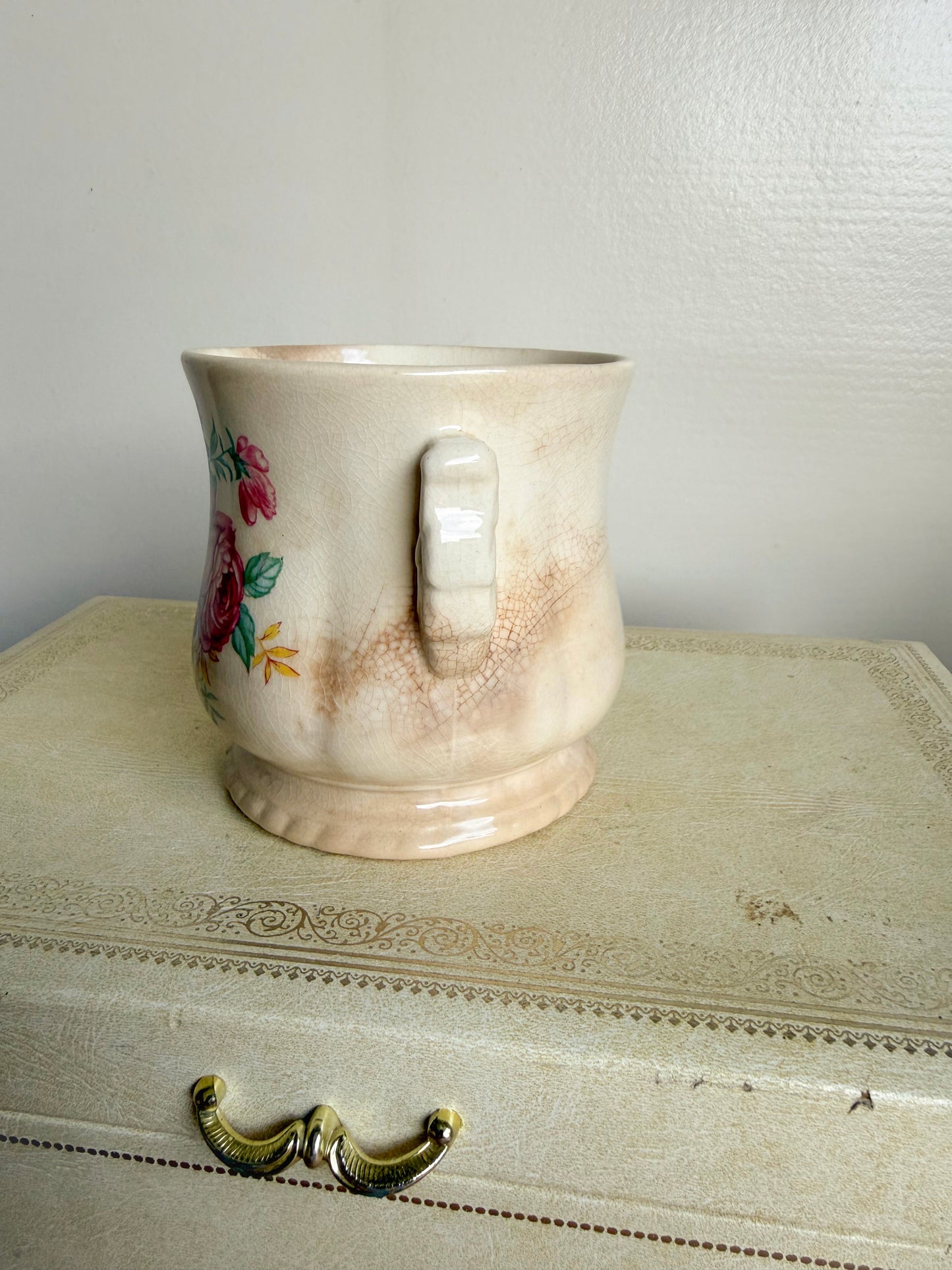 4.5” Tall Crazed Ironstone Floral Planter