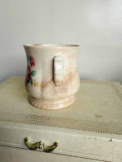 4.5” Tall Crazed Ironstone Floral Planter