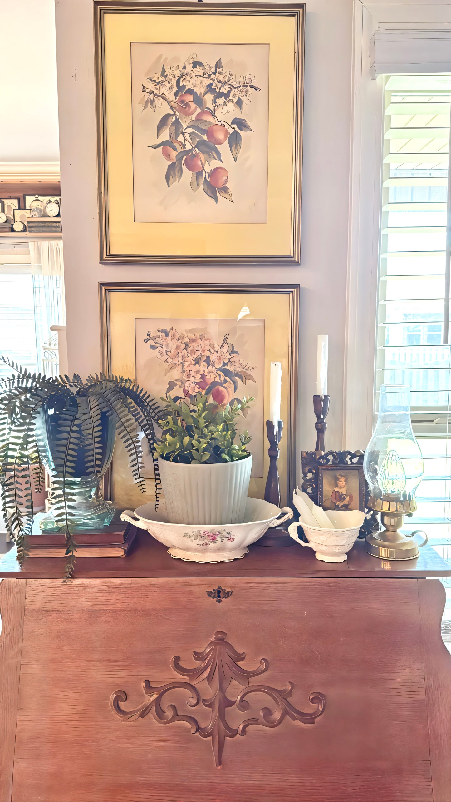 Crazed Ironstone Floral Tureen