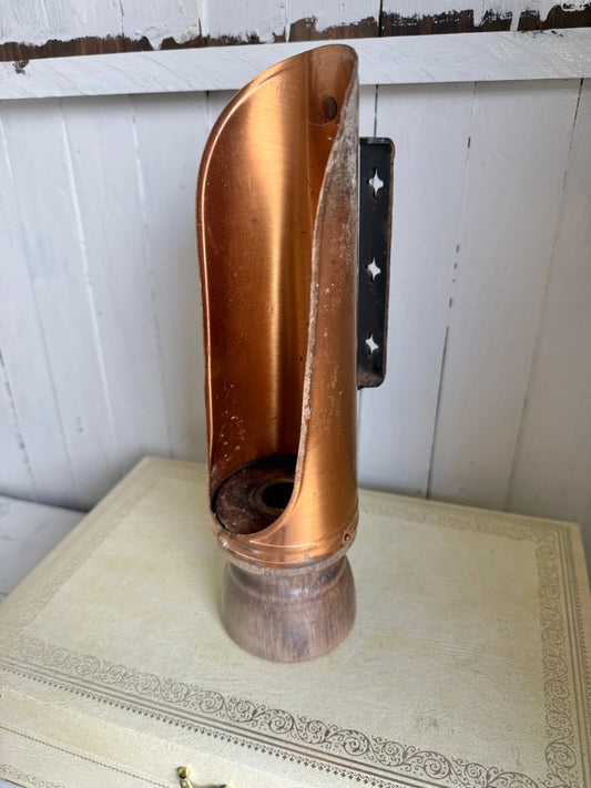 Copper Wood Base Candlestick Sconce
