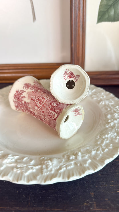 Red & White Ironstone S&P Shakers