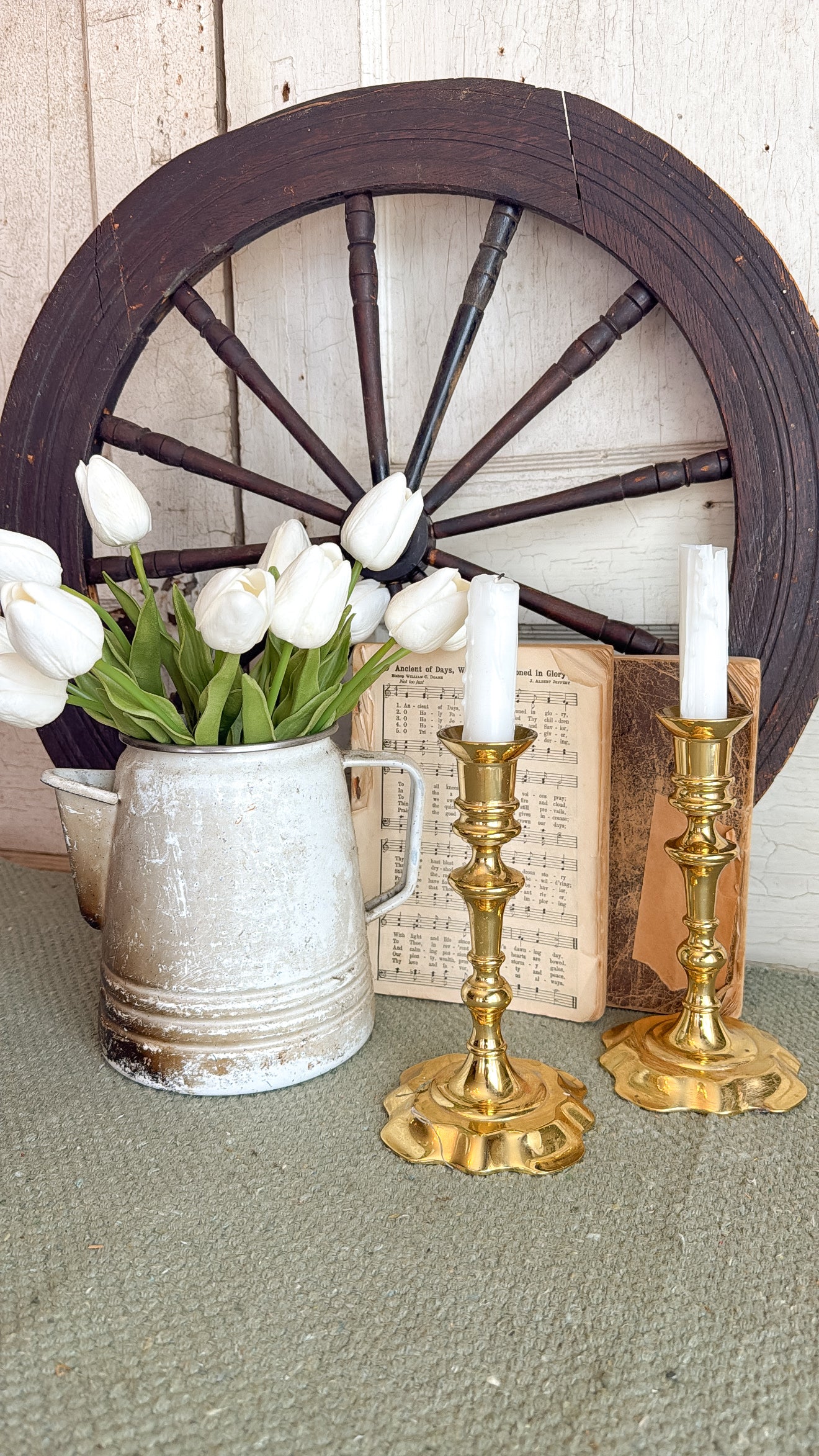 Pair of Brass Candlesticks w/ Scalloped Base