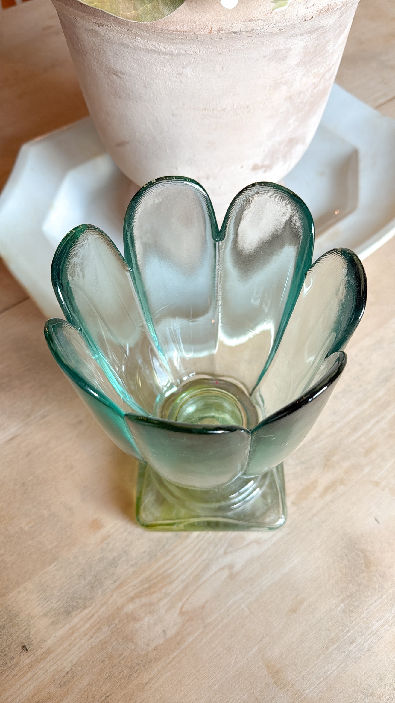 9.5” Tall Tulip Shaped Glass Vase
