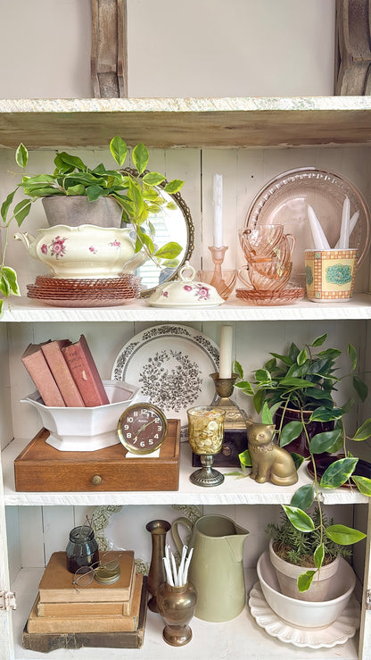7.75" Set of 4 Vintage Pink Glass Plates