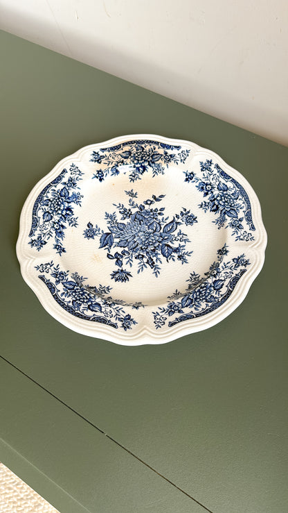 10.5” Blue Carnation Ironstone Plate