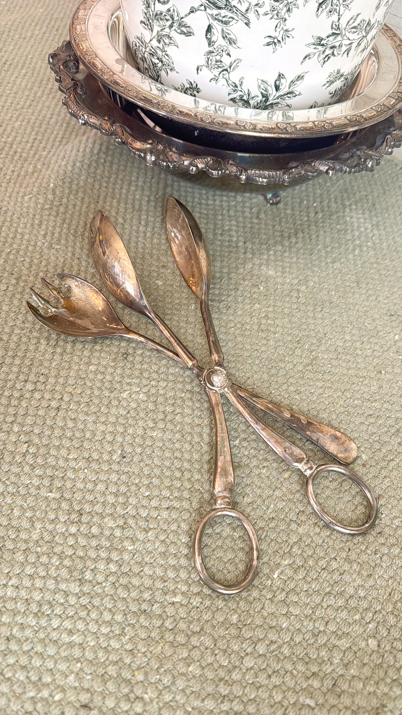 Silver Tongs and Serving Fork