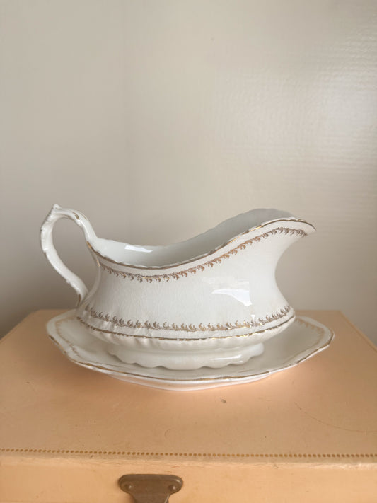Ironstone Gravy Boat w/ Under Plate