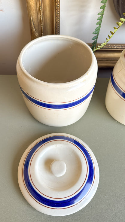 7” Tall Striped Crock w/ Lid