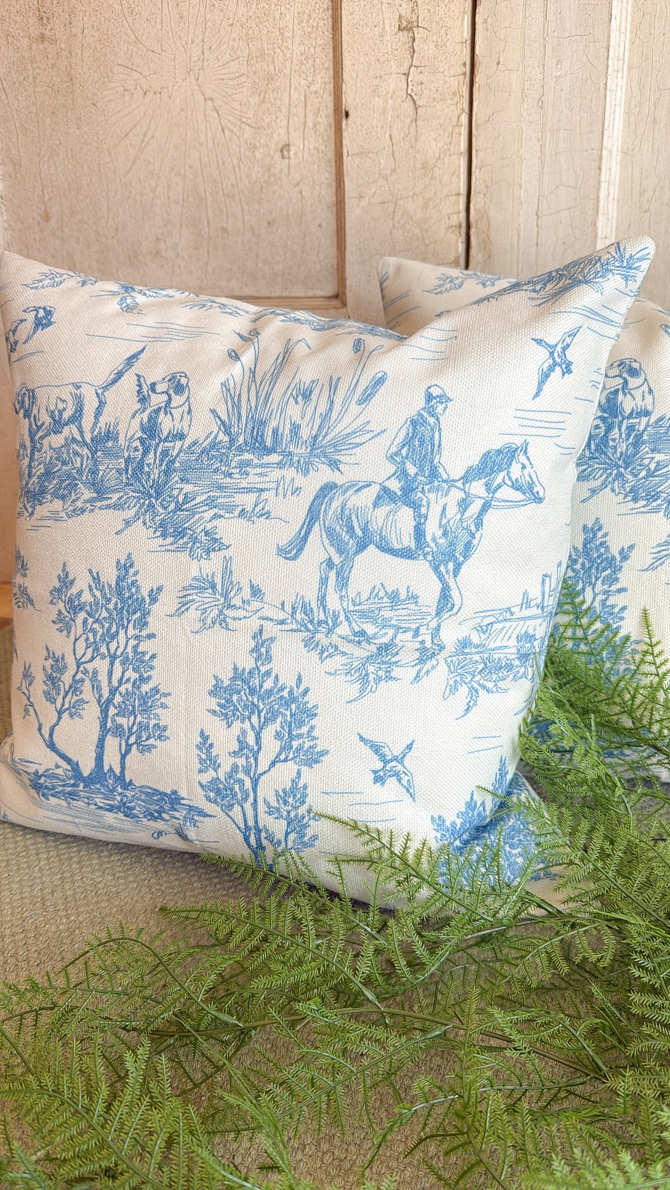 Blue and White Toile Pillow