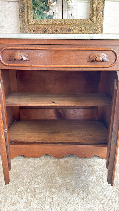 Antique Mahogany Marble Top Wash Stand