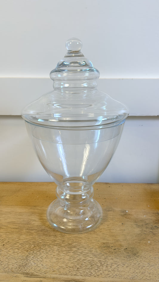 14" Tall Glass Apothecary Jar w/ Lid