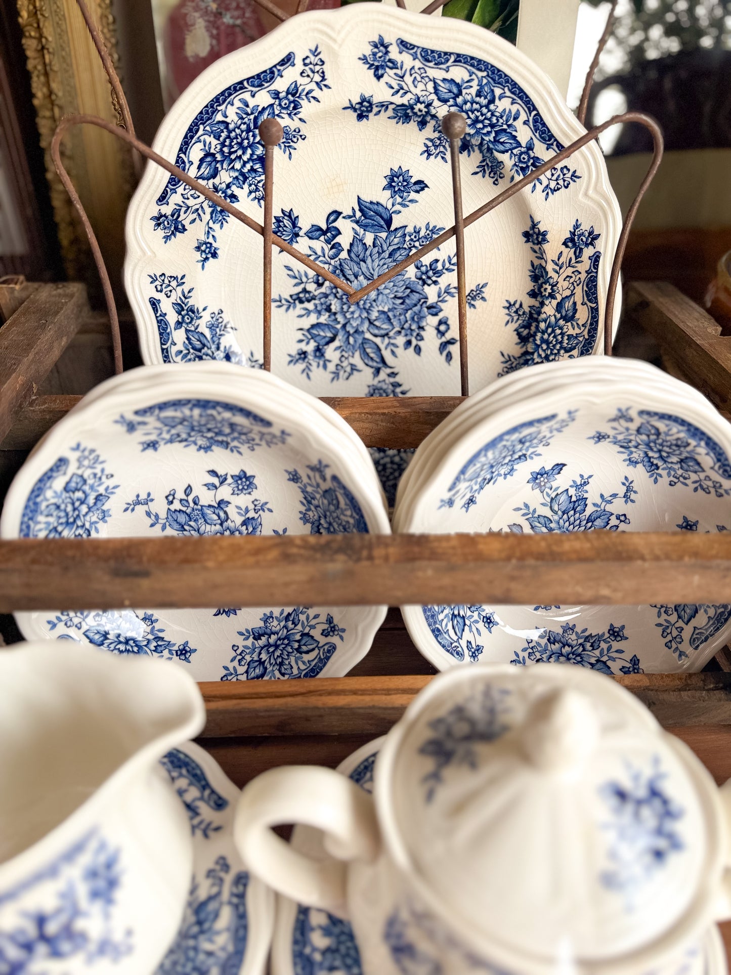 10.5” Blue Carnation Ironstone Plate