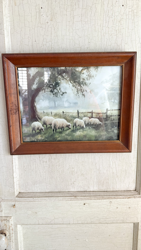 Vintage Sheep On Country Print