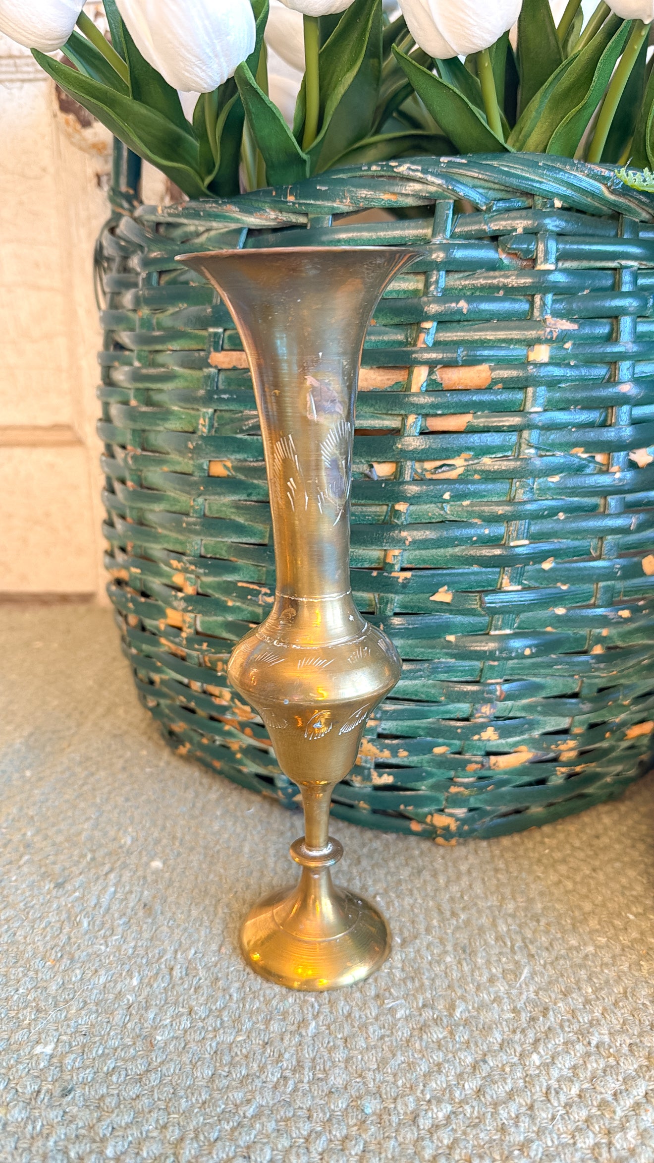 Brass Etched Vase