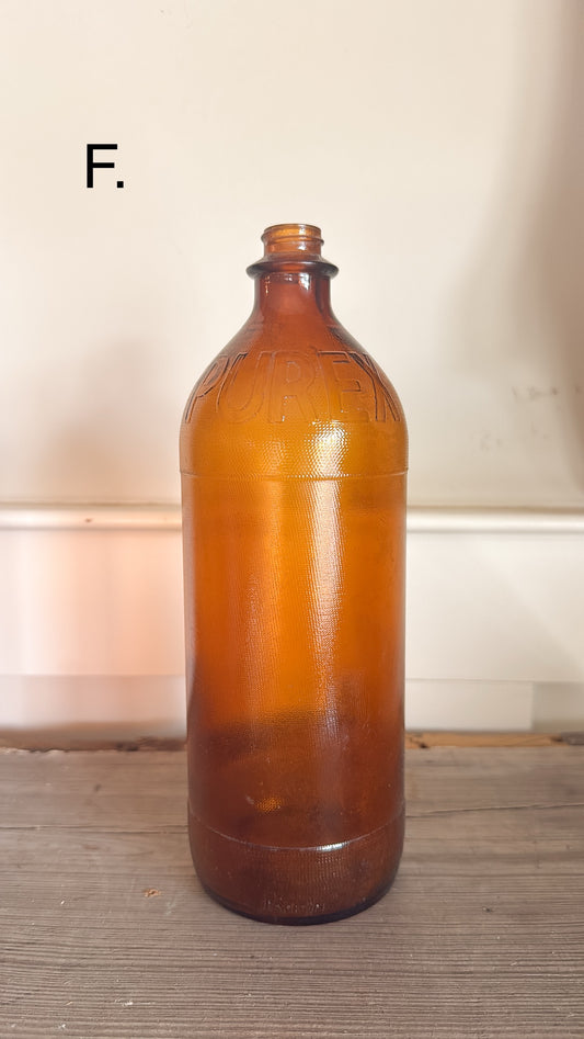 10.25”T Glass Amber Bottle