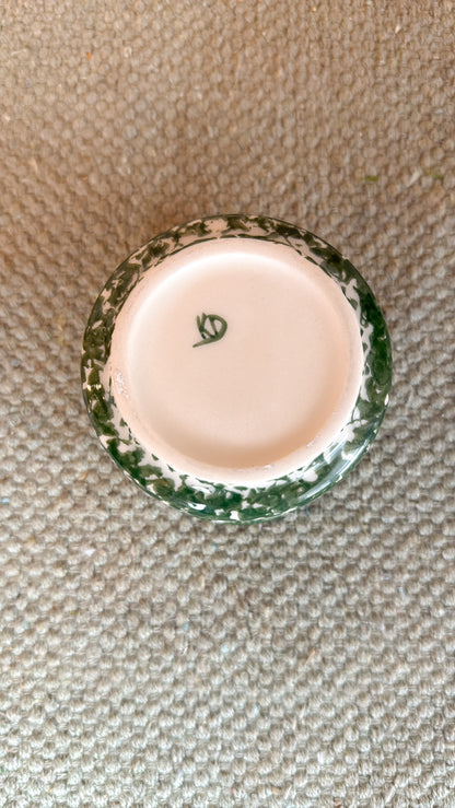 Green Spongeware Small Dish