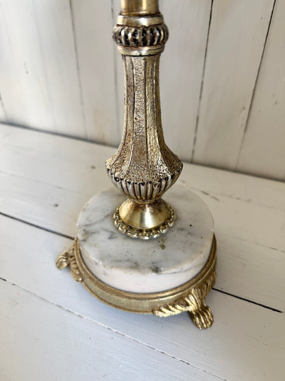 Vtg. Pewter Candelabra w/ Marble Base