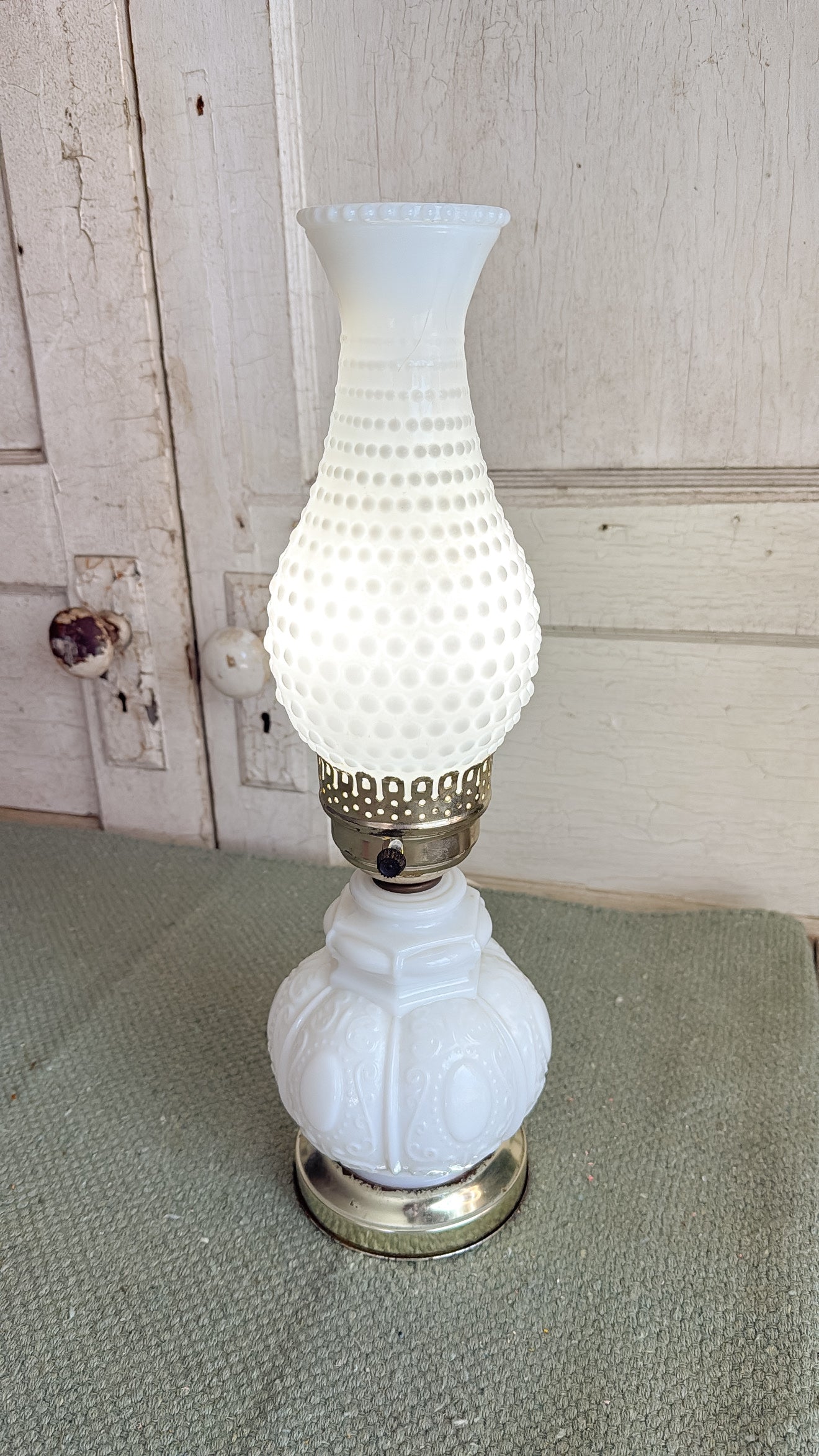 Vintage Milk Glass Hobnail Lamp