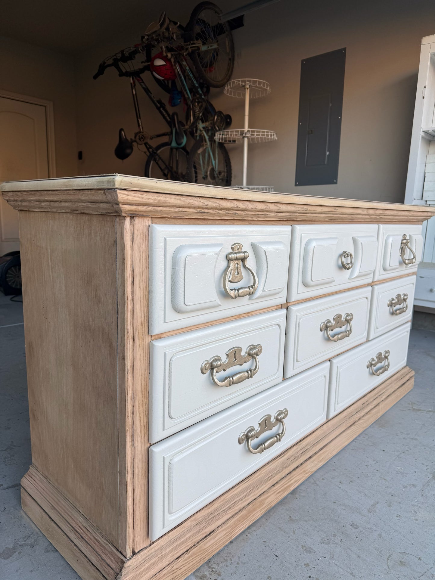 8-Drawer Bleached & White Dresser