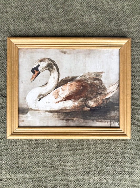 11x14 Gold Wooden Framed Swan Print