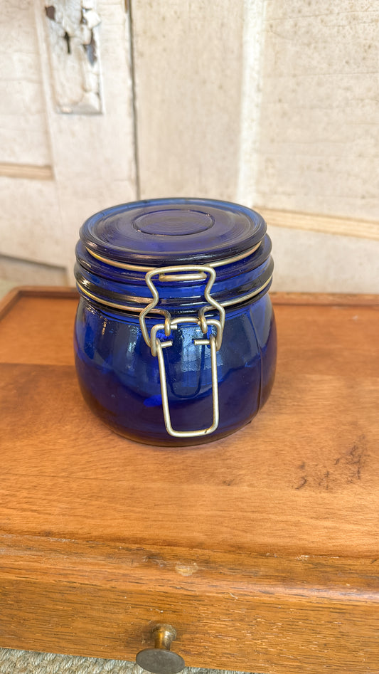 4.25" Cobalt Blue Jar w/ Latch