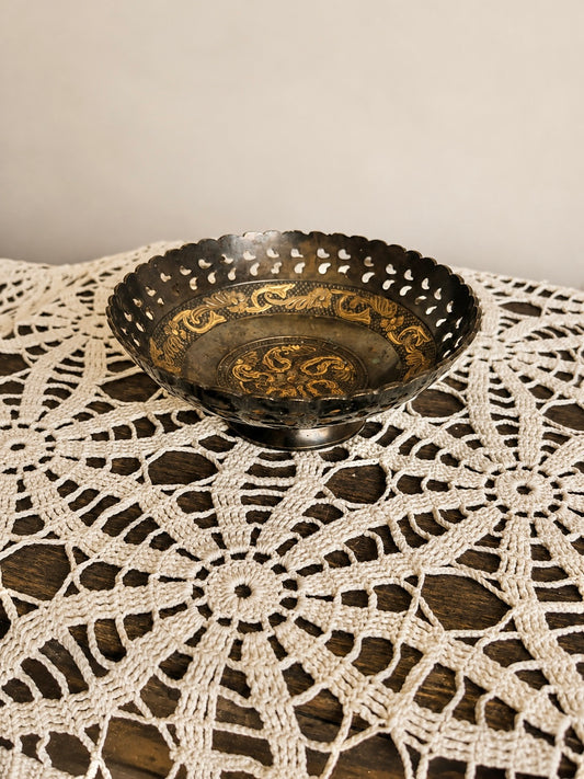 Brass & Silver Pedastal Trinket Holder