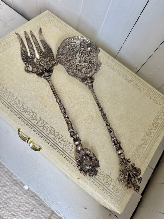 Pair of Antique Silver Serving Utensils