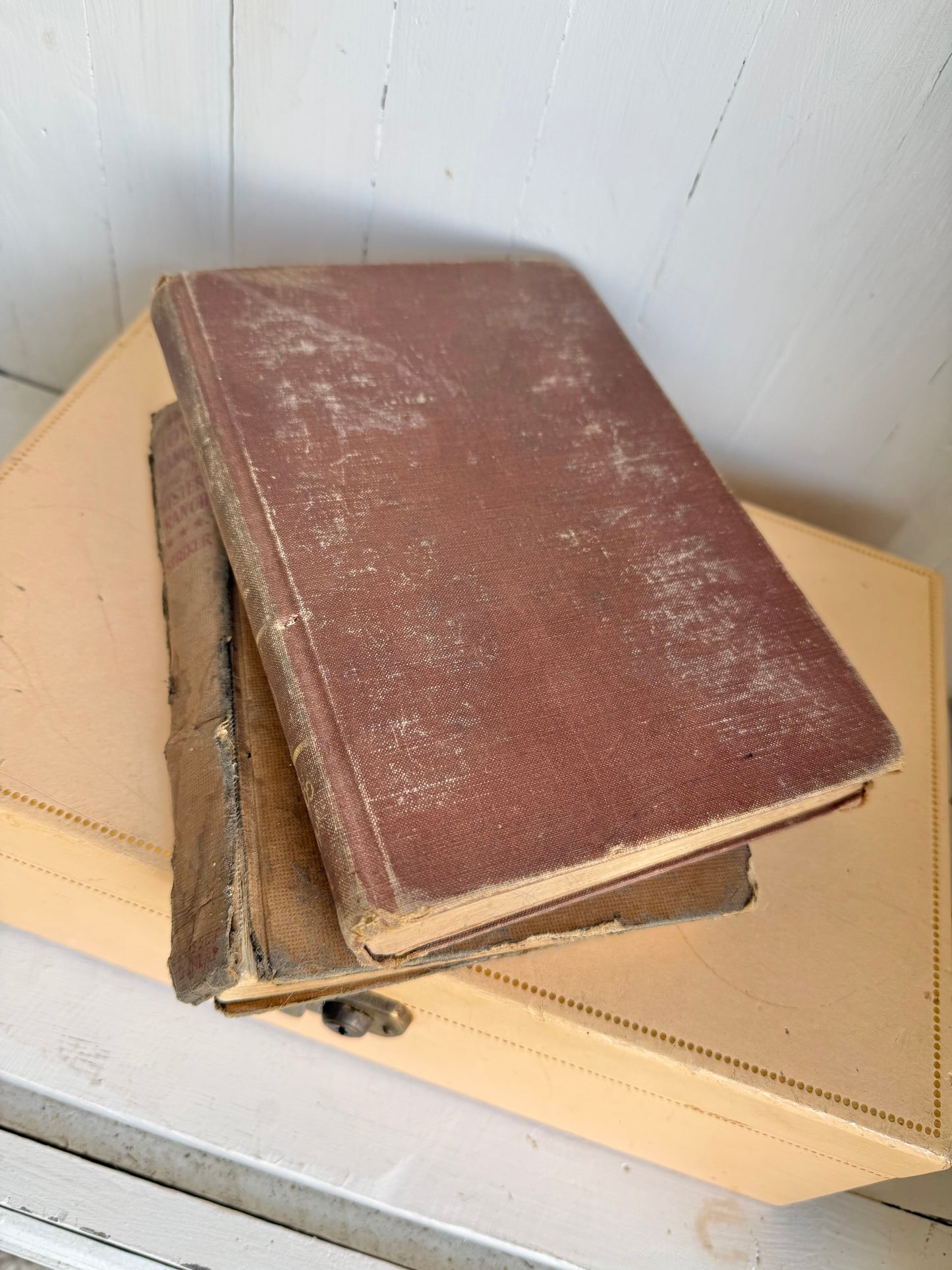 Set of 2 Maroon Old Books