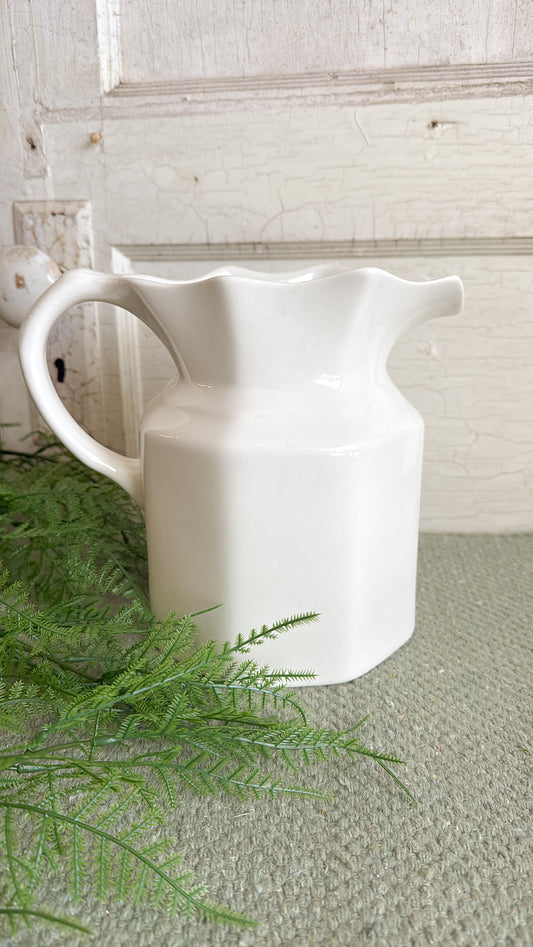 Vintage Beige Ceramic Pitcher