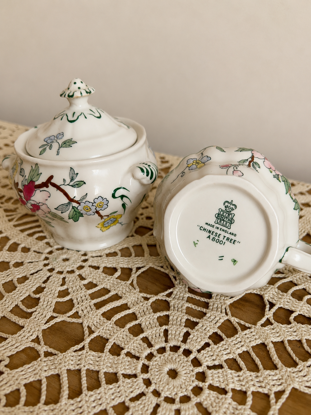‘Chinese Tree’ Ironstone Creamer & Sugar