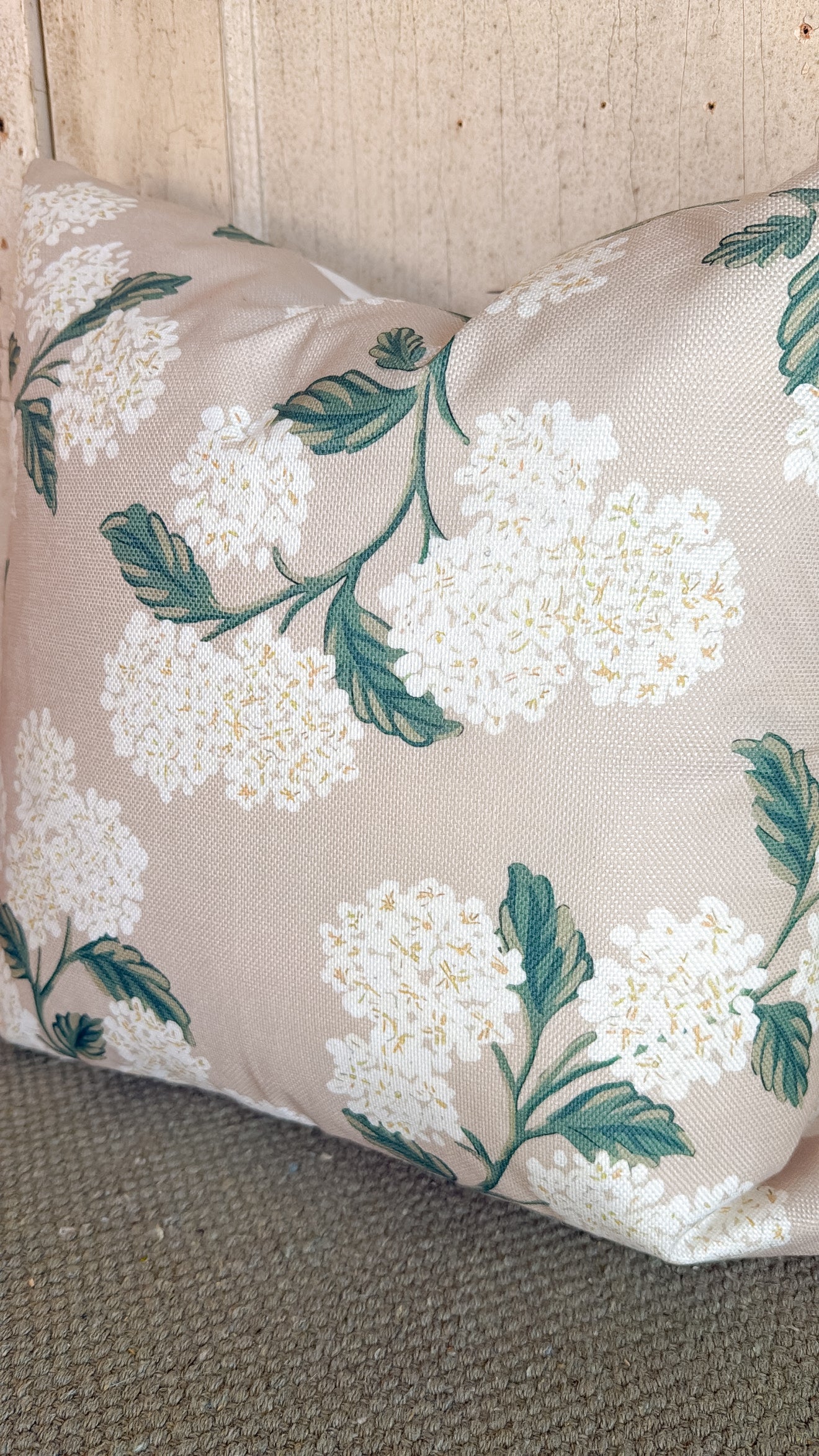 Taupe Hydrangea Pillow