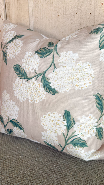 Taupe Hydrangea Pillow