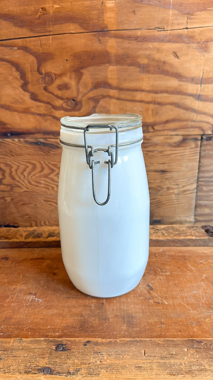 Milk Glass Latch Closure Jar